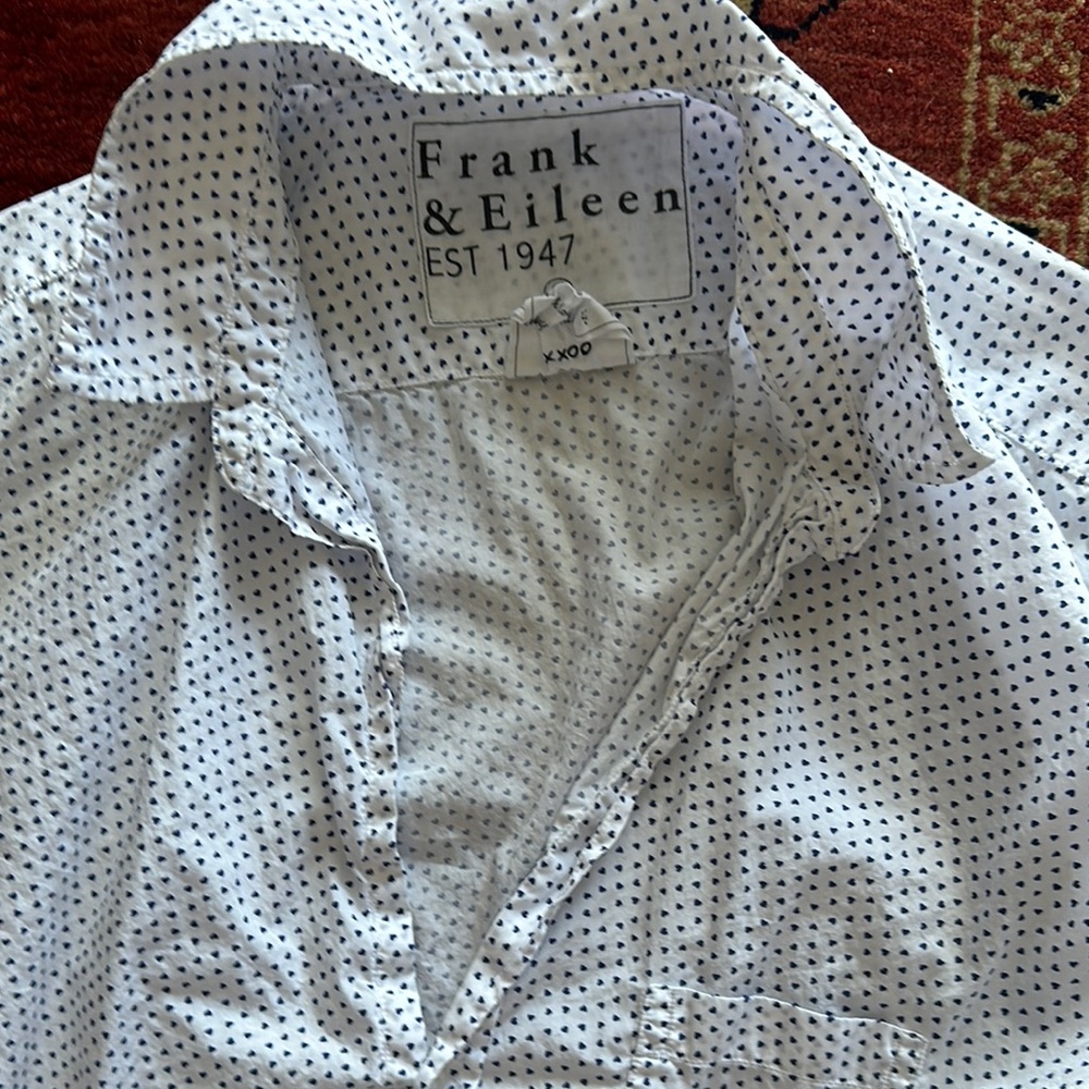 Frank & Eileen Black and White Blouse with Classic Micro-Print
